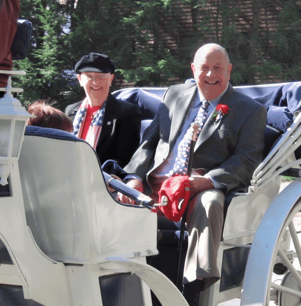 Gigi and Fritz Kussin in the 2006 Patriots Day parade when he was Concord’s Honored Citizen. Courtesy photo